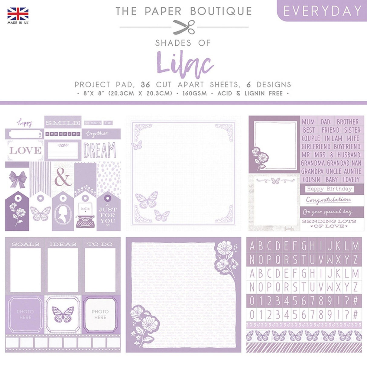 The paper boutique • everyday shades of lilac project pad