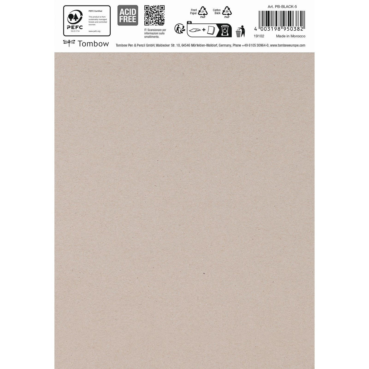 Tombow • black paper din a5 (14,8 x 21 cm), 15 sheets, 250 g m² (120 lbs), black