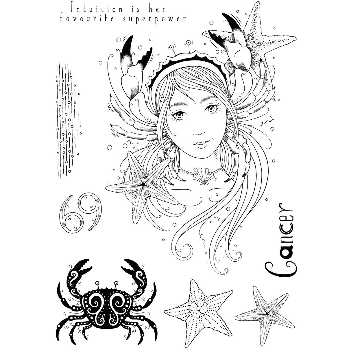 Pink ink designs • astrology series clear stempels cancer the psychic