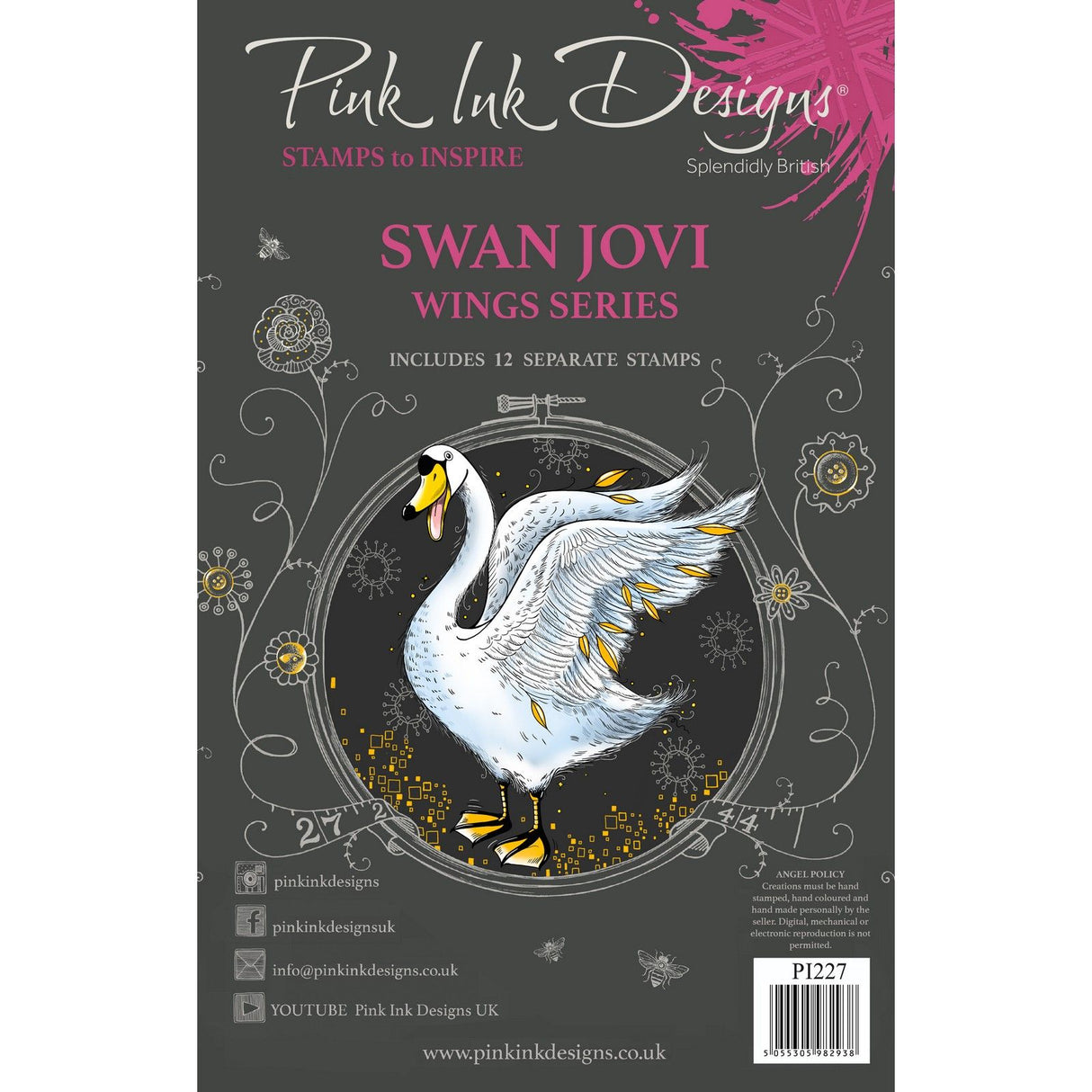 Pink ink designs • wings series clear stamp set swan jovi