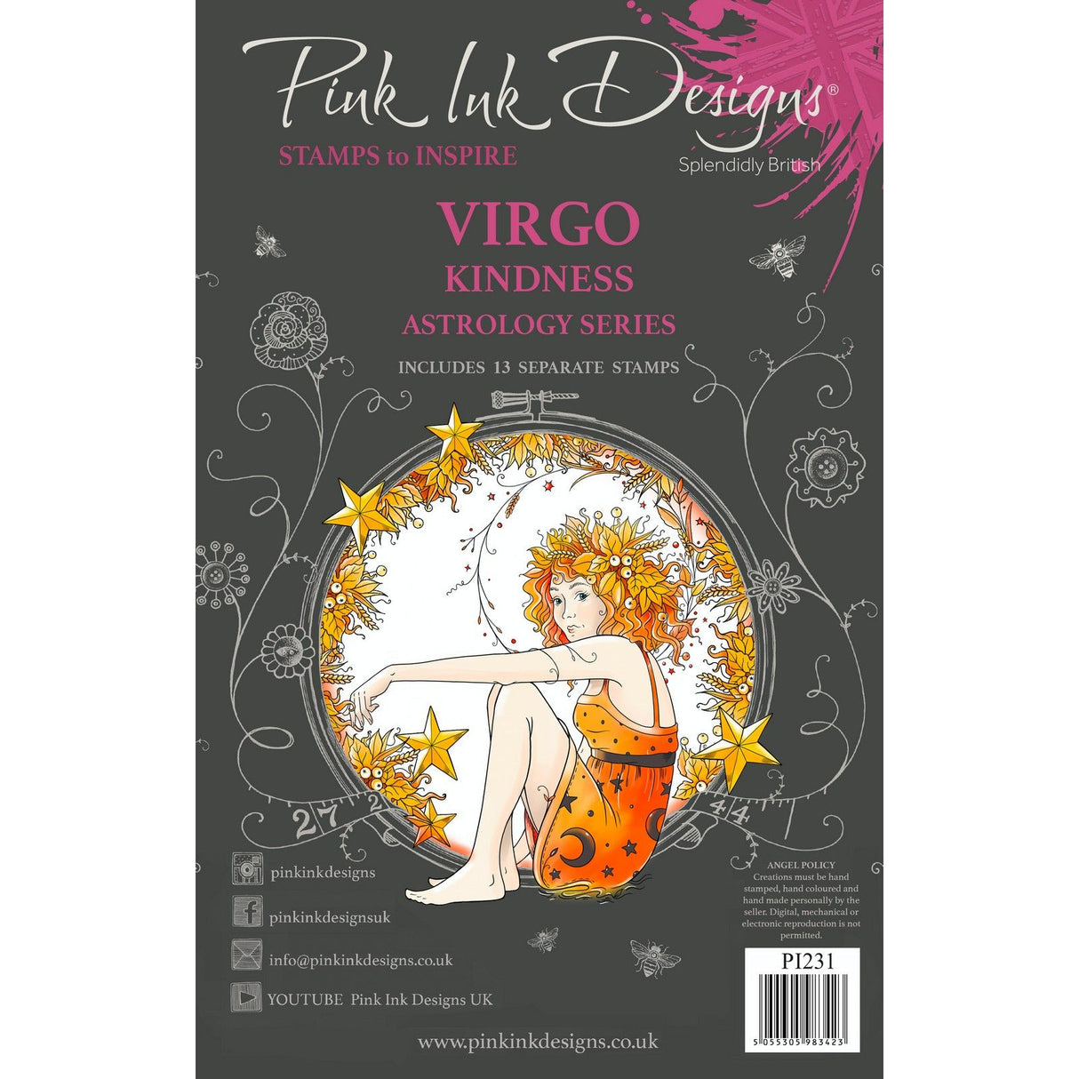 Pink ink designs • astrology series clear stempels virgo 'kindness'