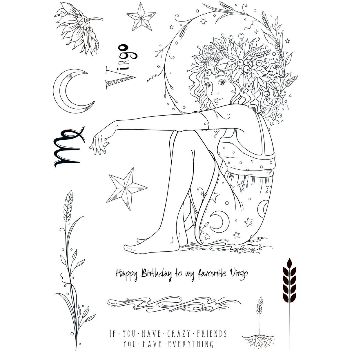Pink ink designs • astrology series clear stempels virgo 'kindness'