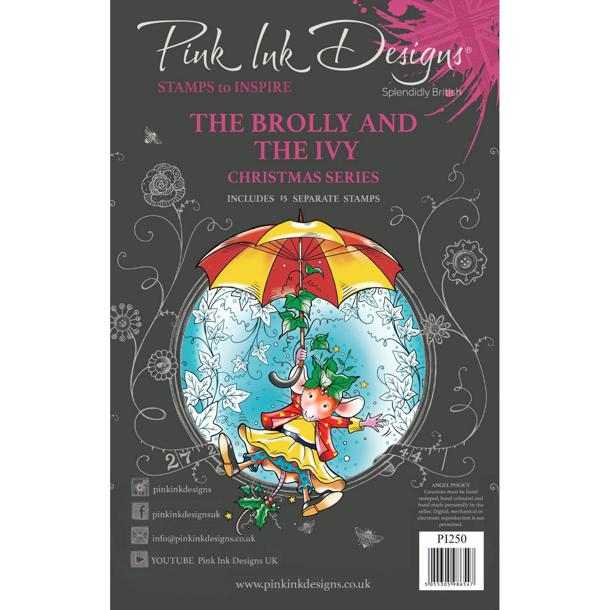 Pink ink designs • christmas series clear stamp set the brolly the ivy