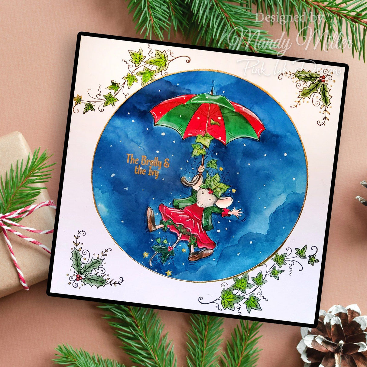 Pink ink designs • christmas series clear stamp set the brolly the ivy