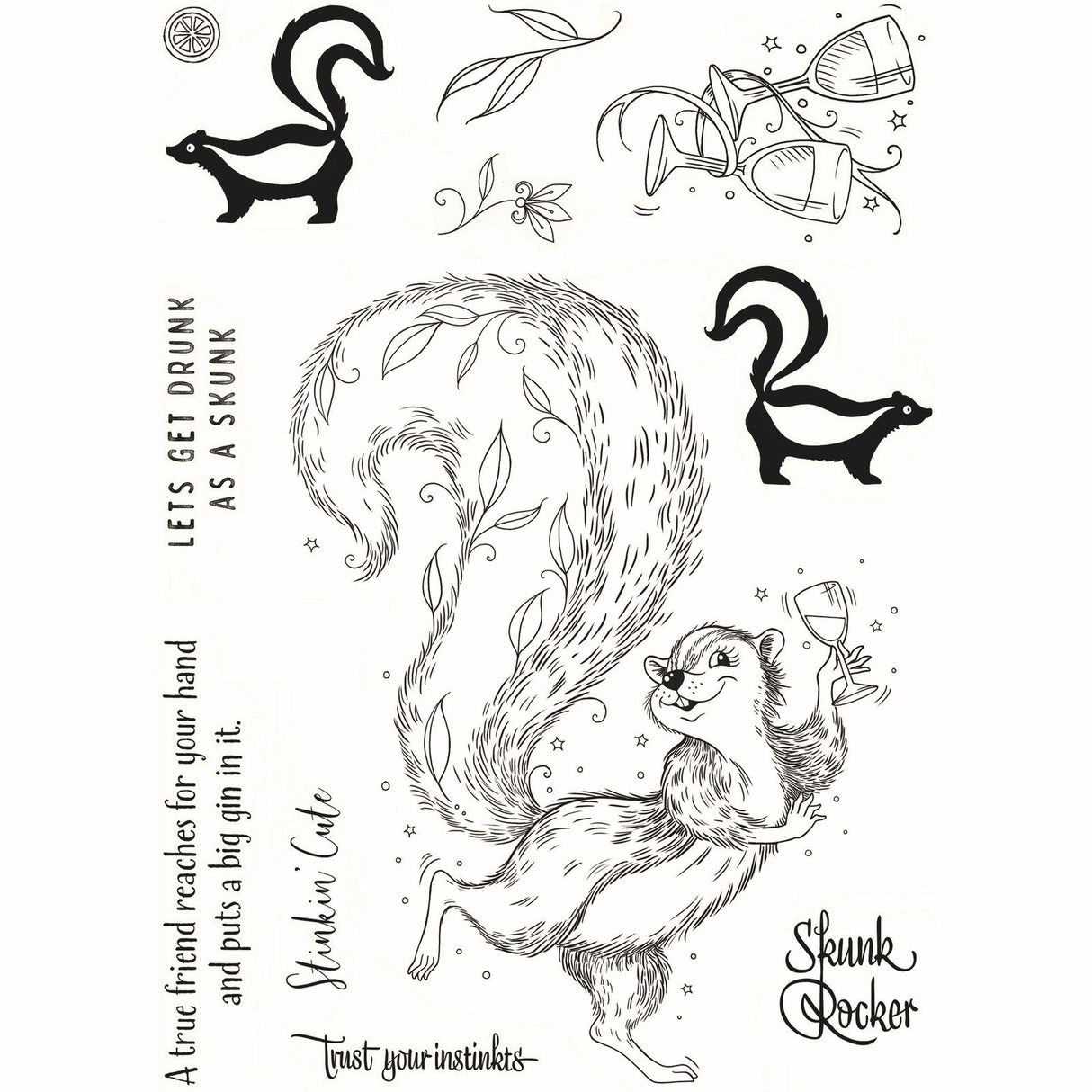 Pink ink designs • fauna series clear stamp set stinkin' cute