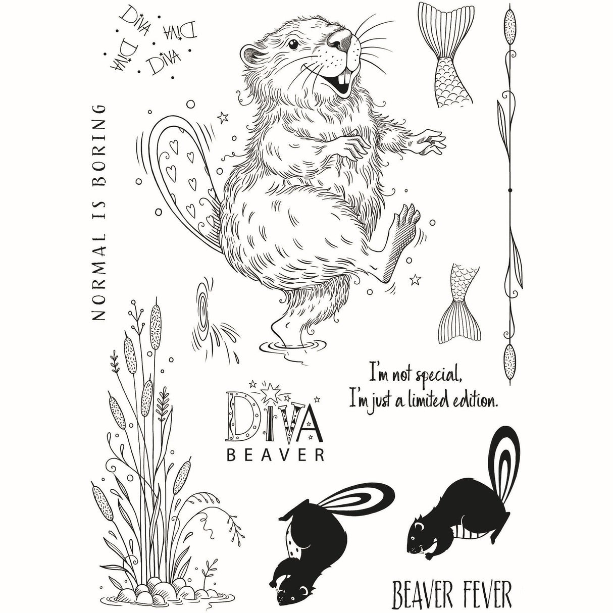 Pink ink designs • fauna series clear stamp set beaver fever