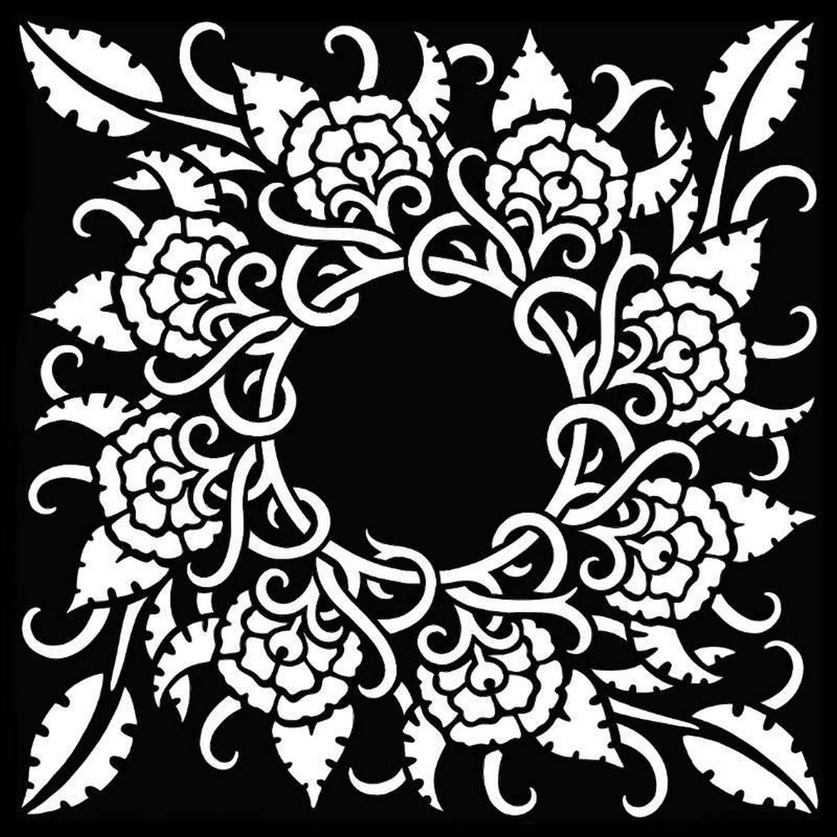 Pink ink designs • stencil flowers vines 17,78x17,78cm