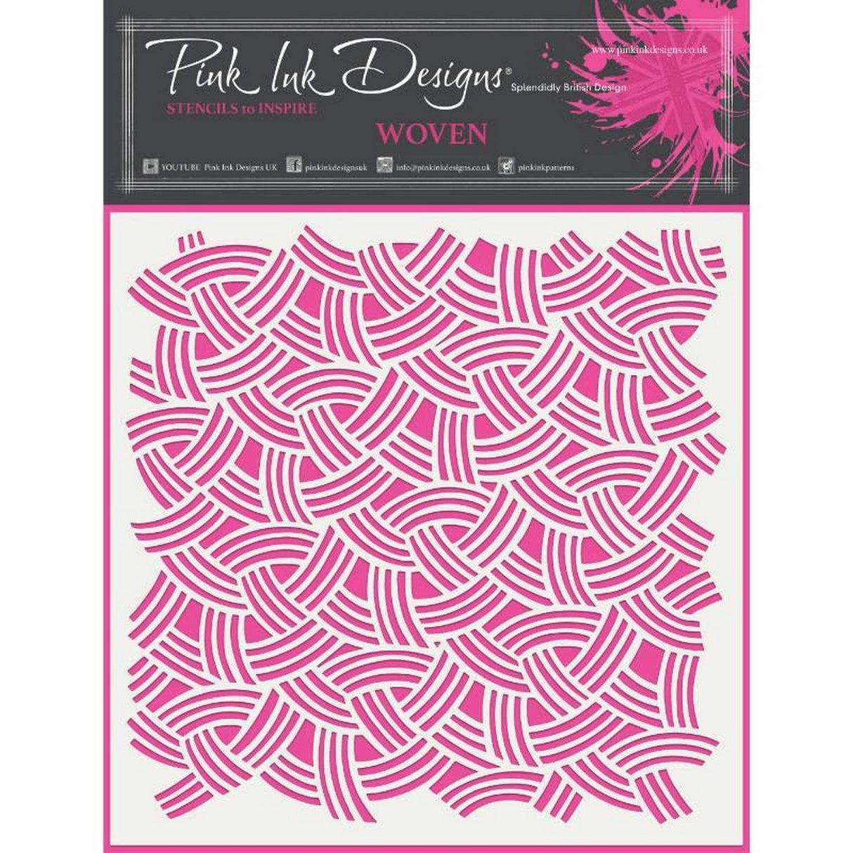 Pink ink designs • stencil woven 17,78x17,78cm