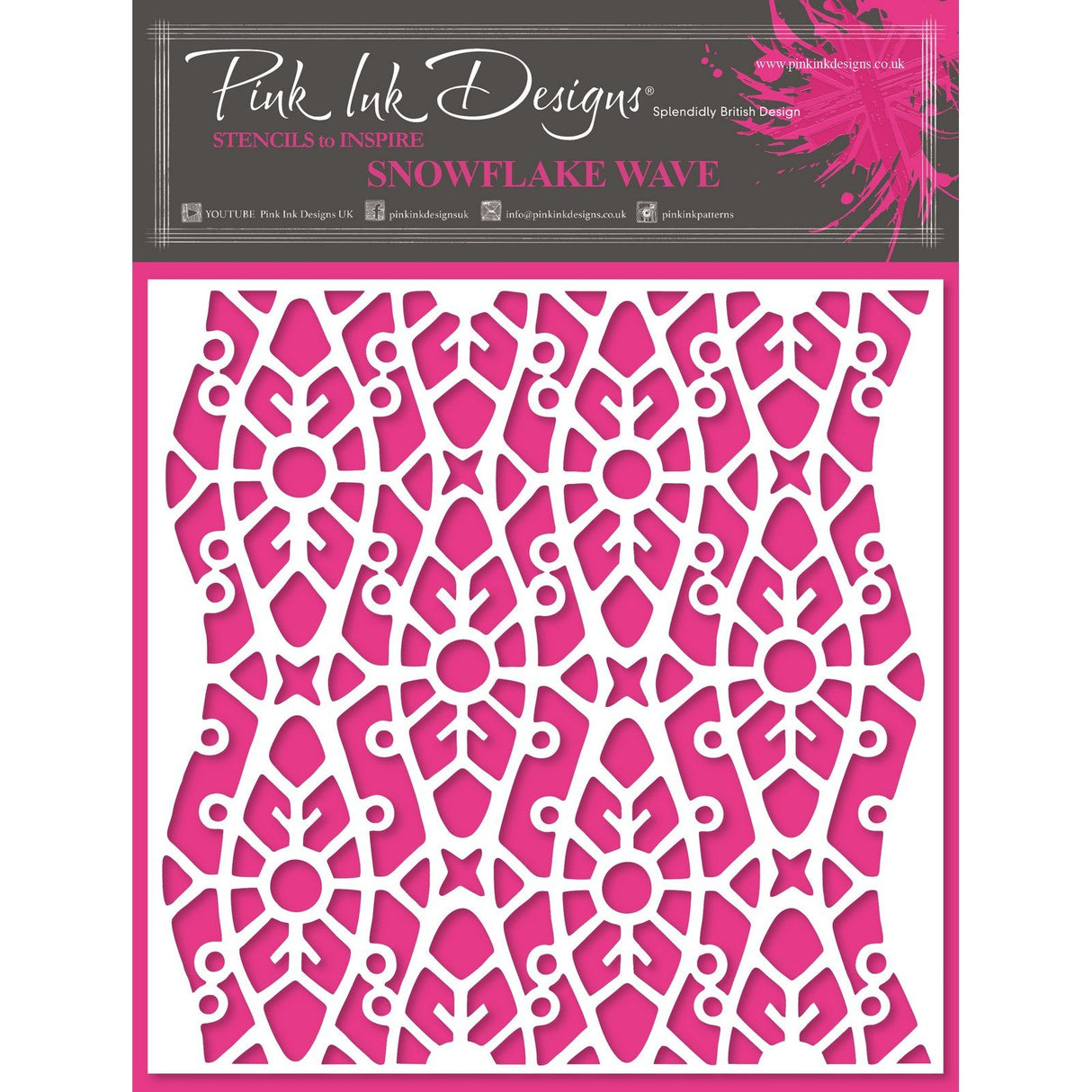 Pink ink designs • stencil snowflake wave