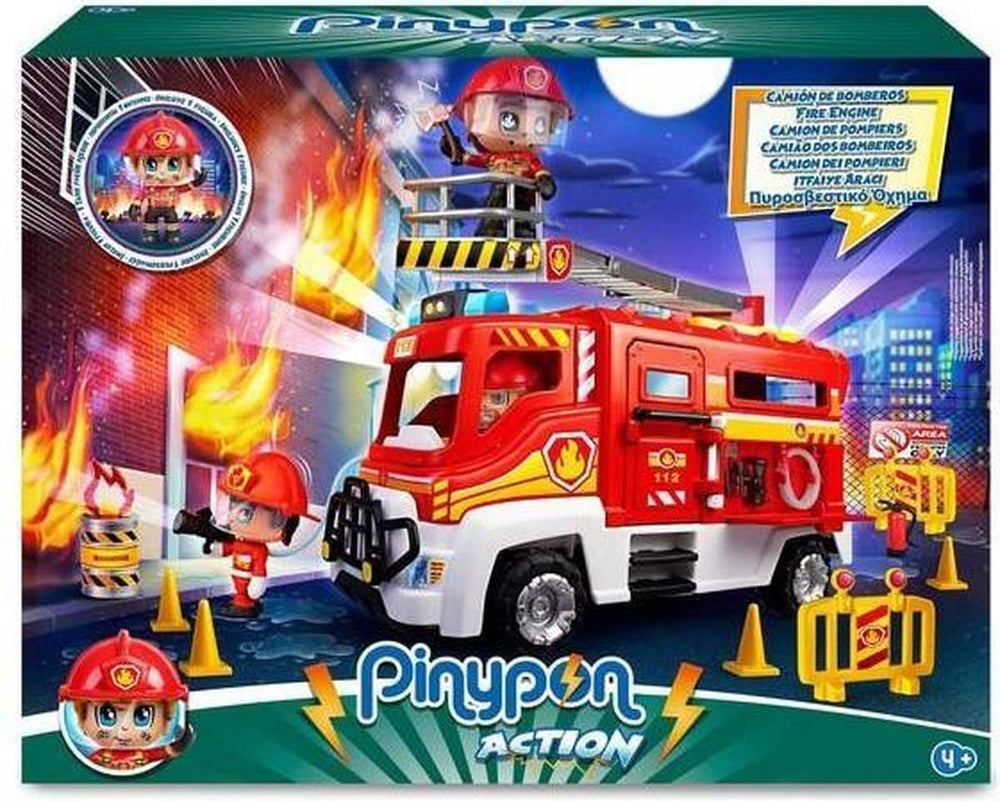 Famosa Pinypon Fire Brigade Auto mit Spielfigur als Feuerwehrmann