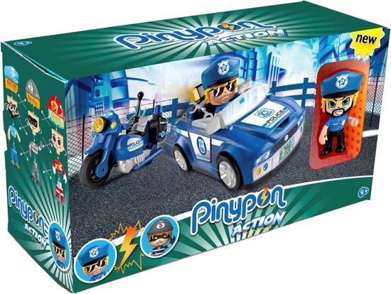 Famous pinypon - police officer with jeep and motorcycle