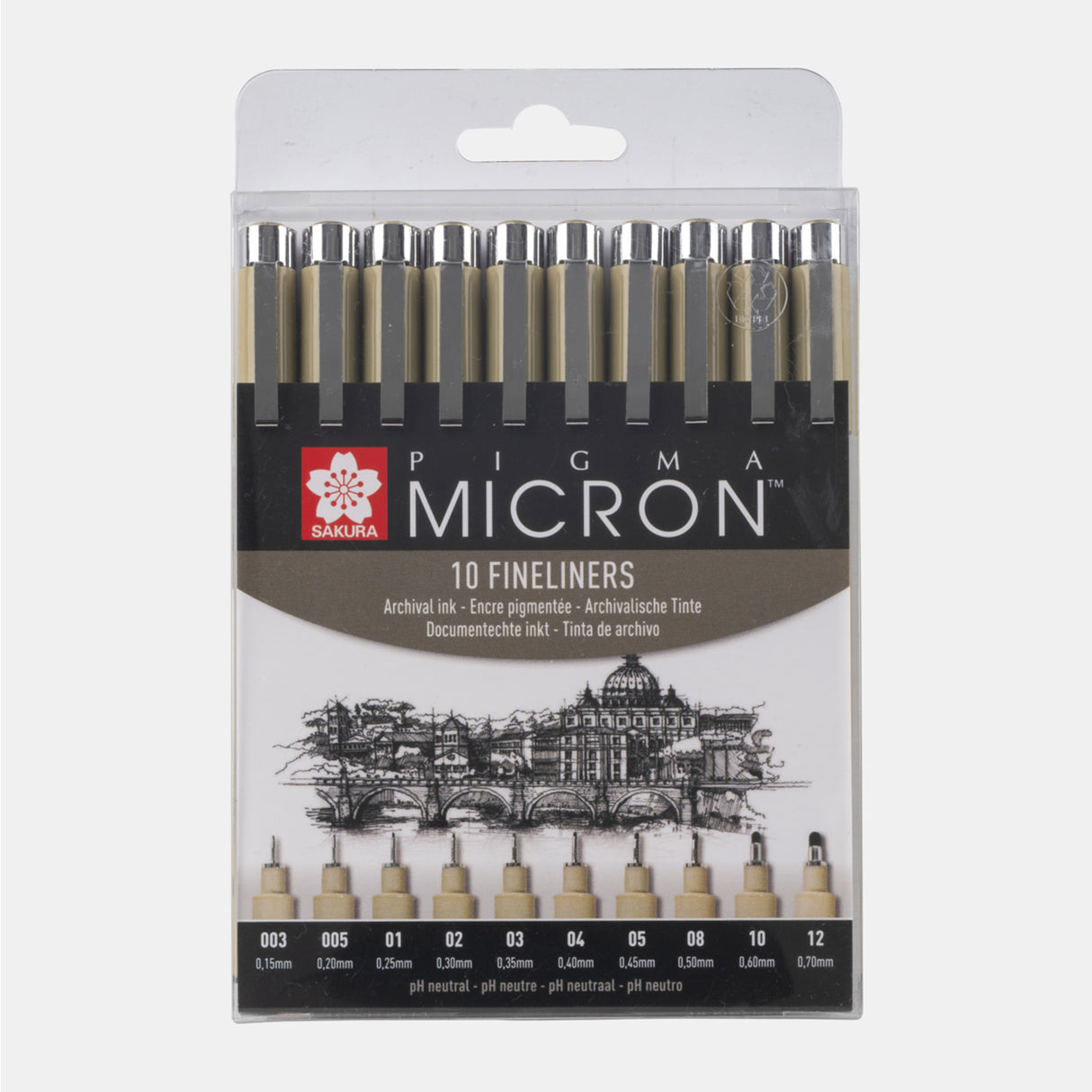 Sakura pigma micron penalhus 10 fineliners sort