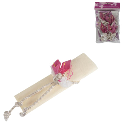 Servetring touw met bloemdecoratie roze 4 stuks | 24 stuks