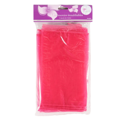 Feestdecoratie stoel strik organza fuchsia set van 2 | 24 stuks