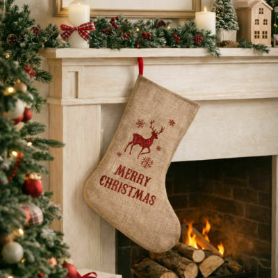 Sorbo kerstsok merry christmas jute 45 cm | 70 stuks