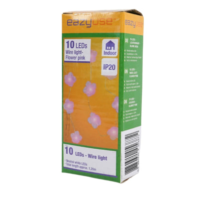 Lichtketting bloemen roze led op batterij 120 cm | 25 stuks