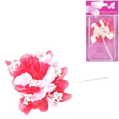 Decoratiebloem met parels roze 13 cm set van 6 | 24 stuks