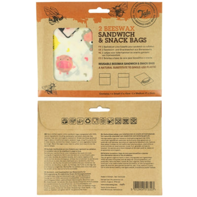 Tala bijenwax sandwich en boterham zakjes 21 cm set van 2 | 12 stuks