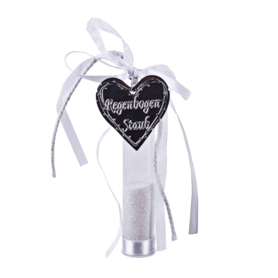 Pingente para presente tecido arco-íris glitter branco 10 cm | 18 peças