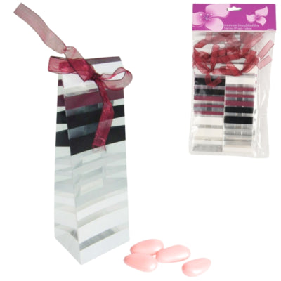 Geschenktas gestreept bordeaux 15 cm 6 stuks | 24 stuks