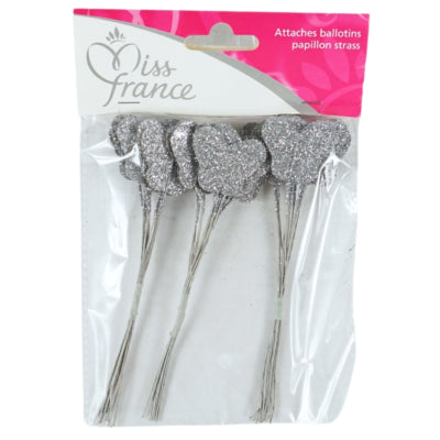 Miss france ballonbinders vlinder met glitter zilverkleurig 13 cm 36 stuks | 24 stuks