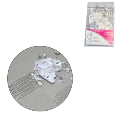 Haarclip kunstbloem wit 9 cm set van 2 | 36 stuks