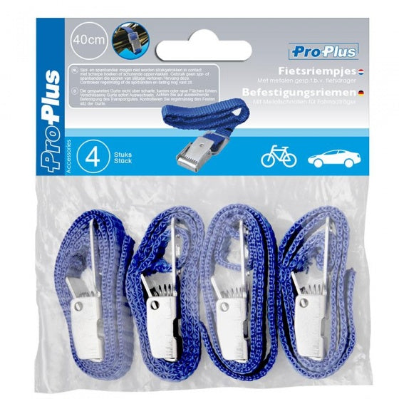 Sangles de vélo de Proplus avec boucle en métal 40 cm bleu 4 pièces