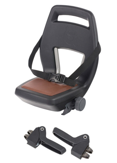 Qibbell hënneschte Sëtz Junior 6+ Footrest + Gürtel schwaarz brong