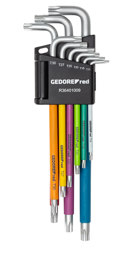 Червен комплект ключове Gedore Torx (T10-50) дълги 9 части