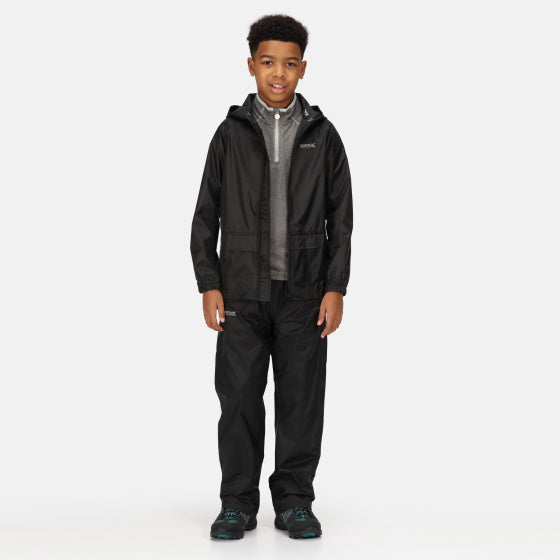 Regatta Rainbroek Pack It Junior Black Size 9-10 anni