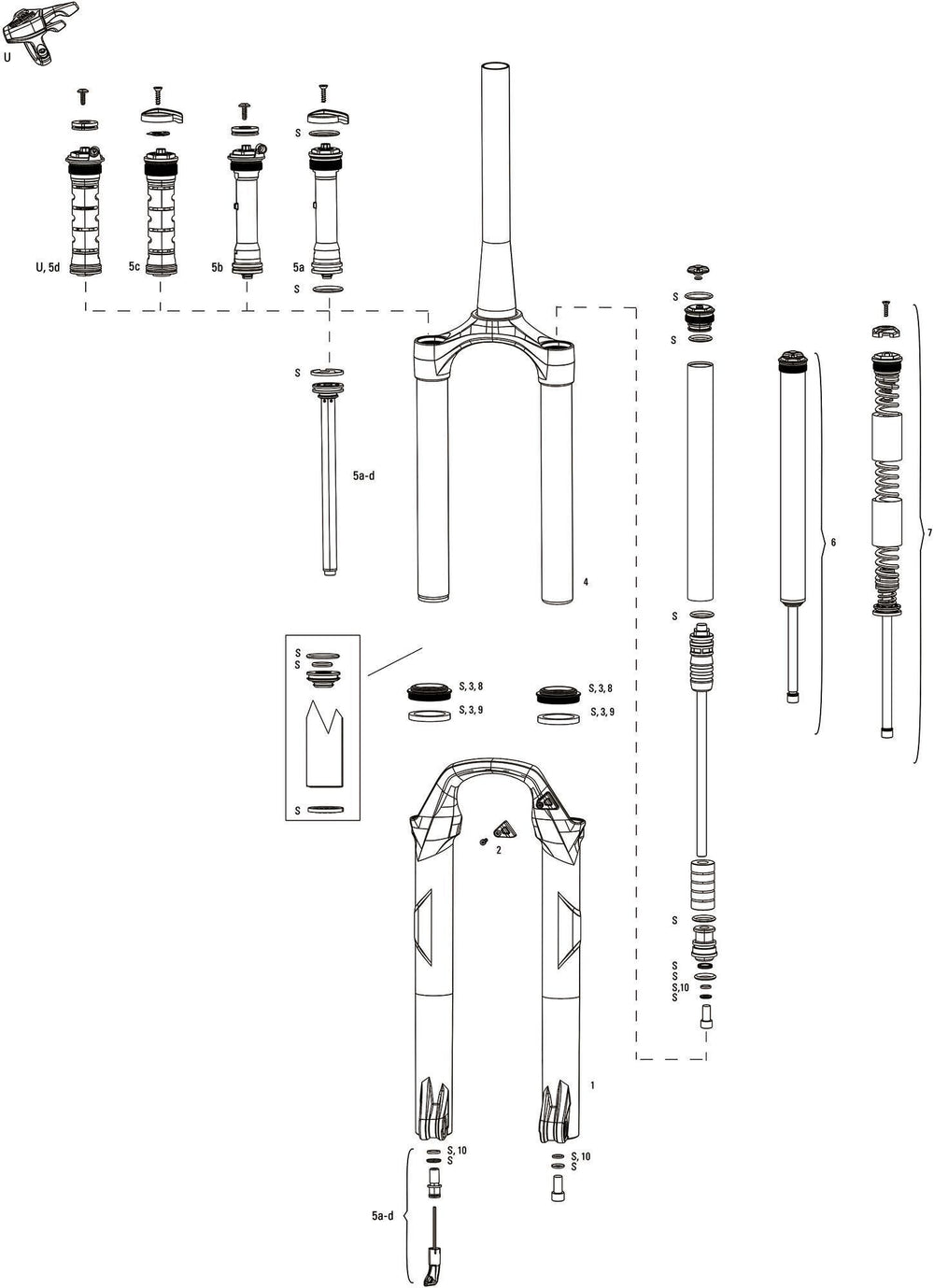 Rockshox verende voorvork recon silver rl 27,5 boost susp.fork rs recon sil.rl 10mm black