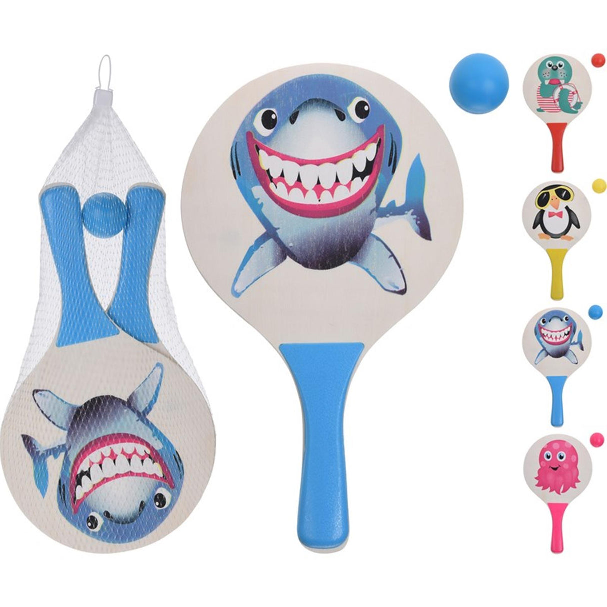 Beachball strandbalset hout 3-delig set