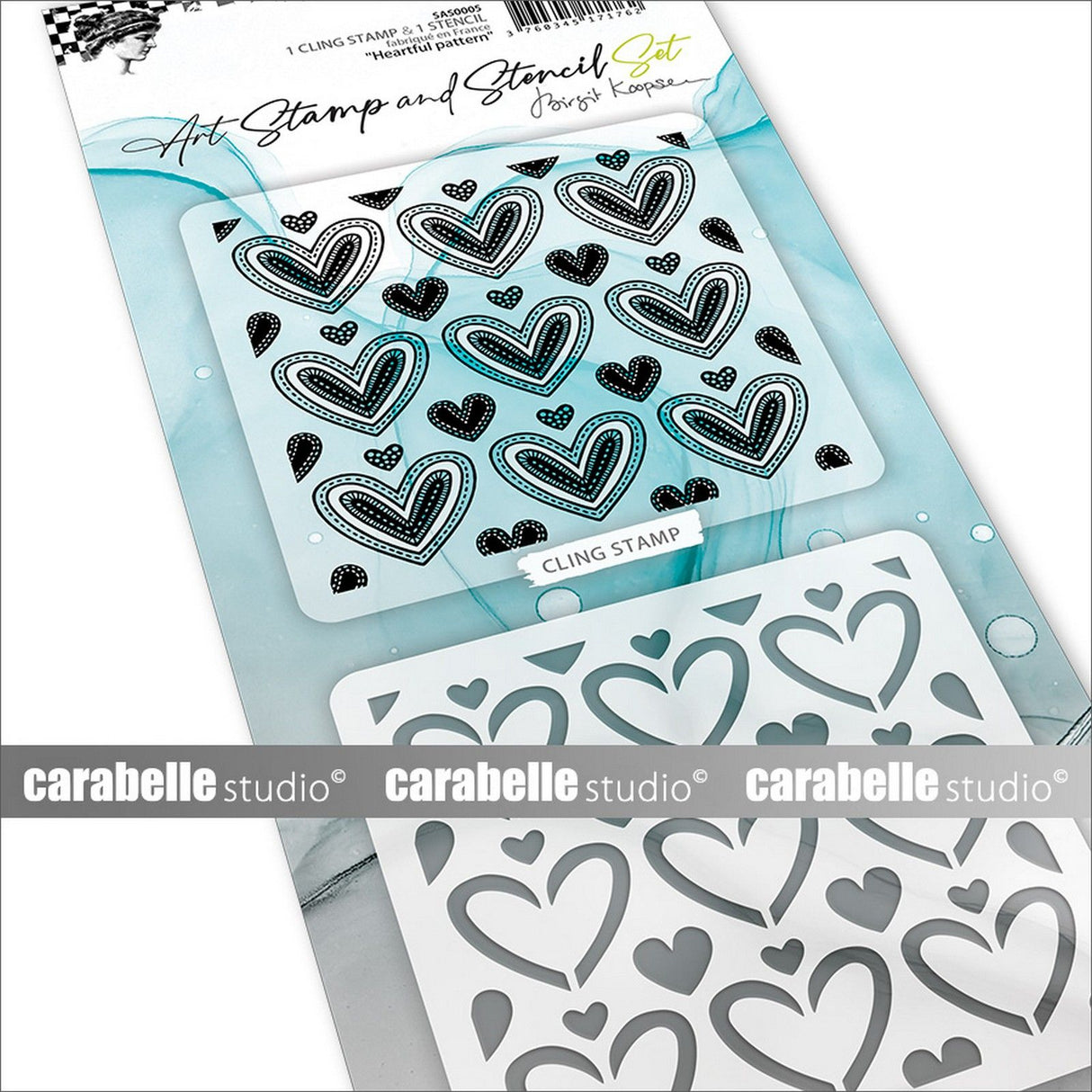 Carabelle studio • art stamp stencil set heartful pattern