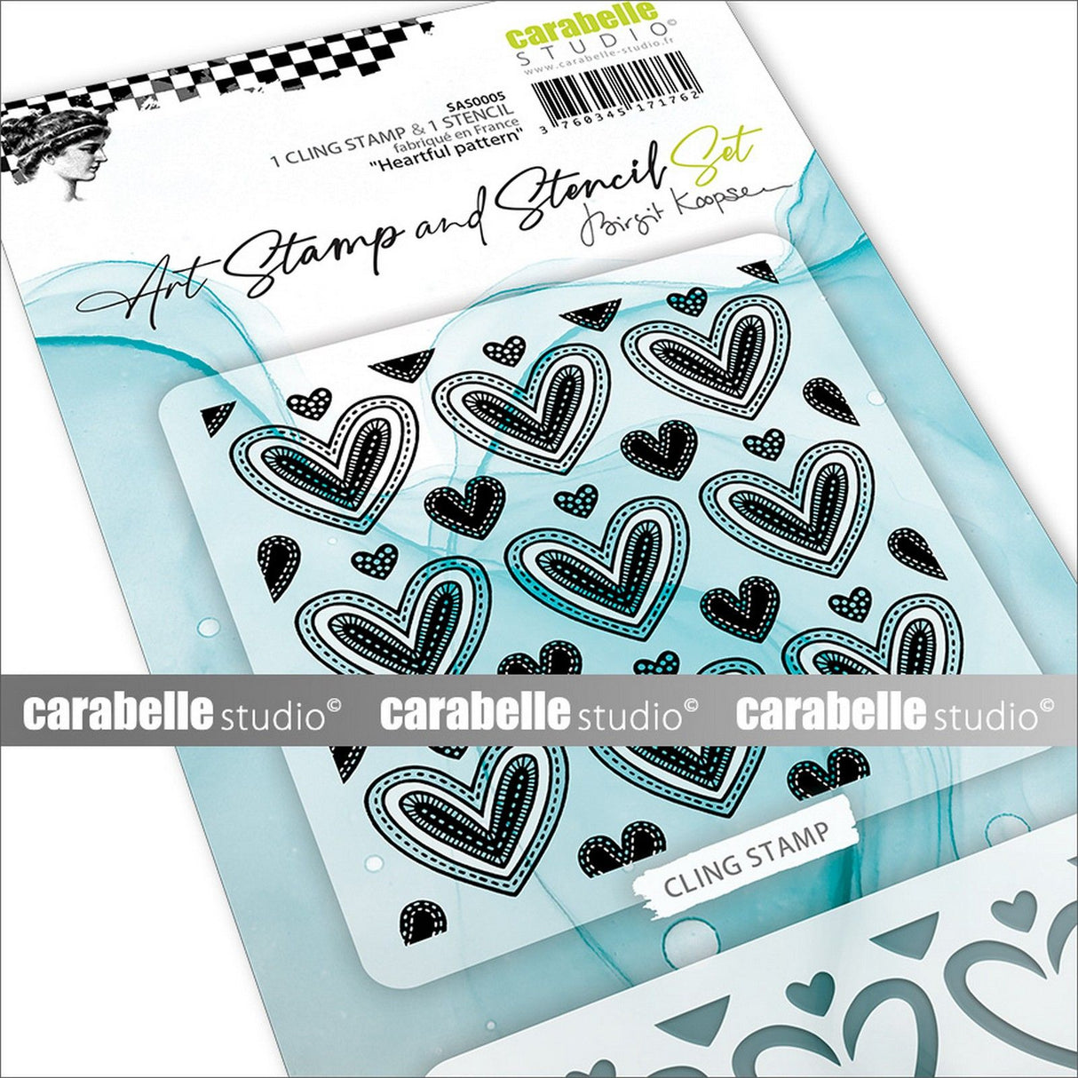 Carabelle studio • art stamp stencil set heartful pattern