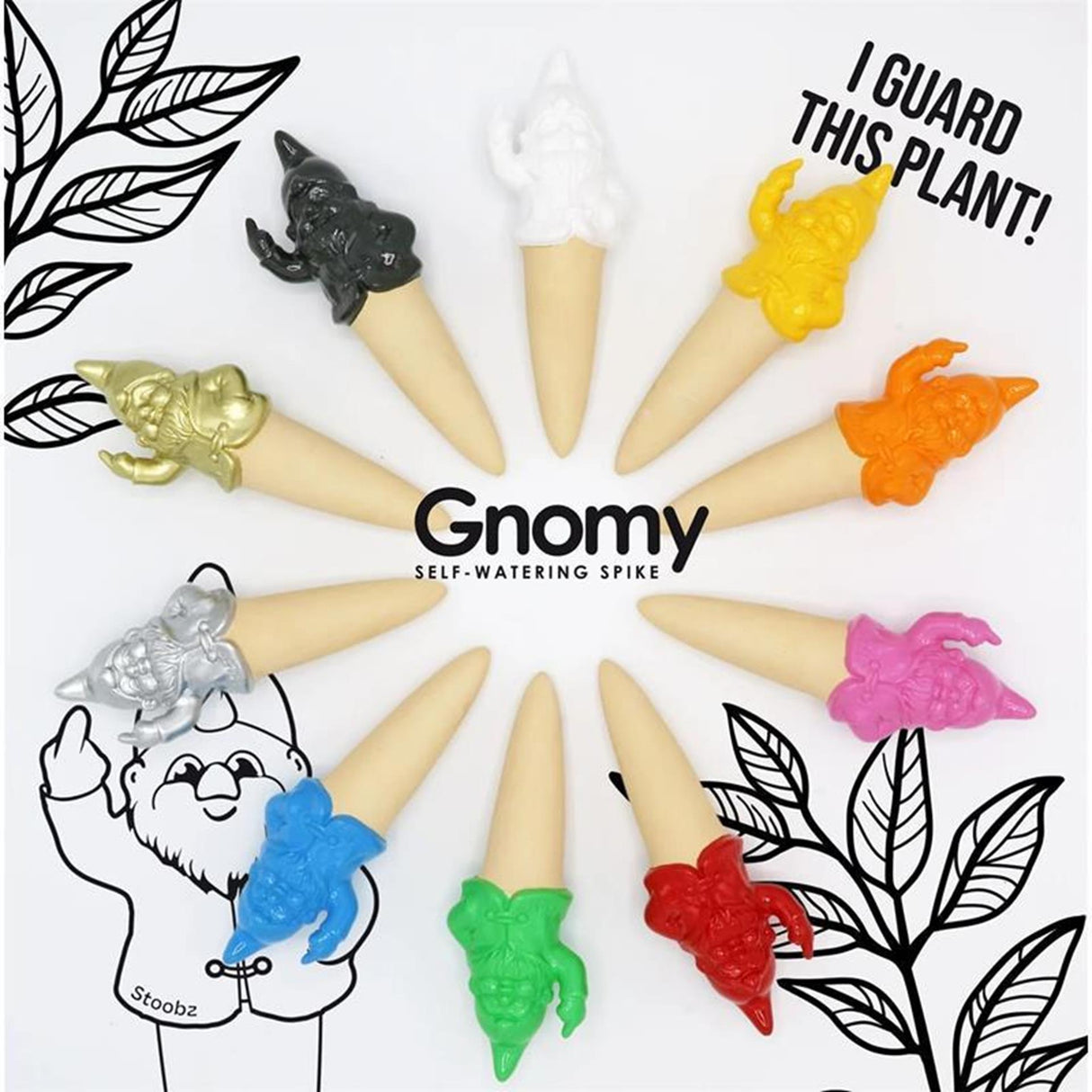 Gotero de agua de diseño Stoobz, vete a la mierda, gnomo negro