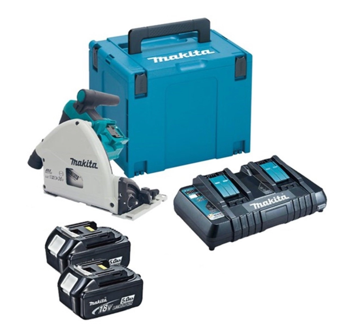 Makita dsp600pt2j accu invalzaag lxt 2x18v | 2x5.0ah accu's en duolader