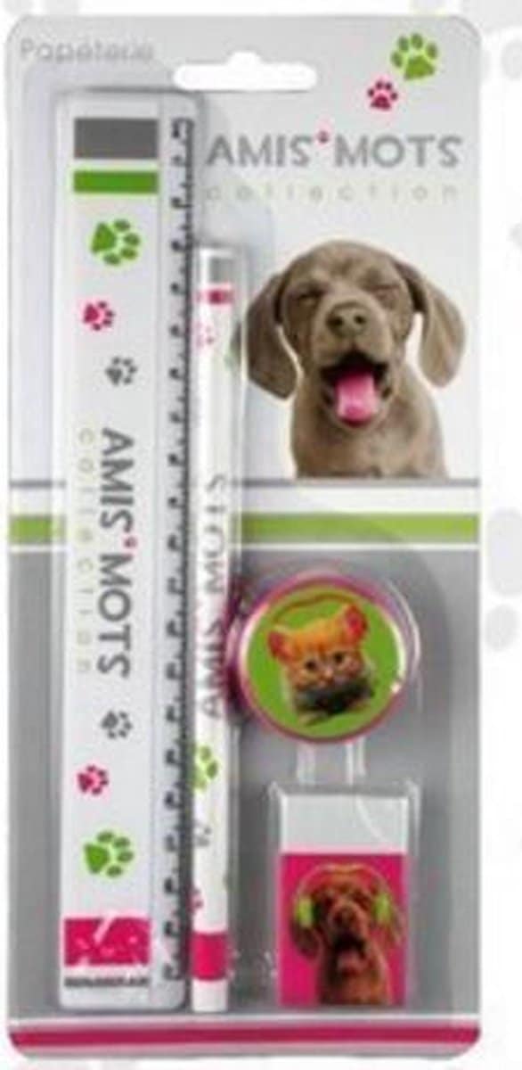 Van der Doelen Schreibset mit Druck von Hund und Katze