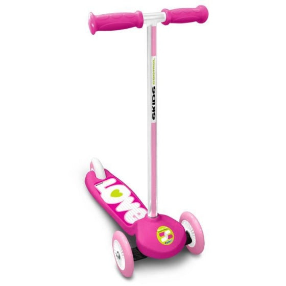 Skids control 3-wheel children's scooter with foot brake for girls in pink