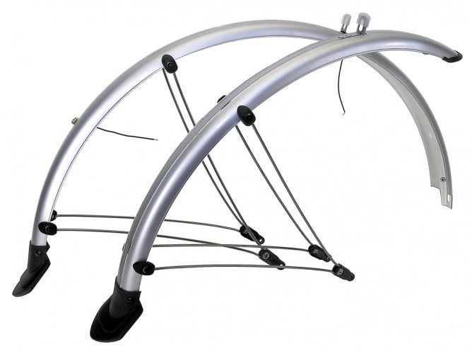 M-Wave Fender Set 60mm Plastik 28 Inch Silver