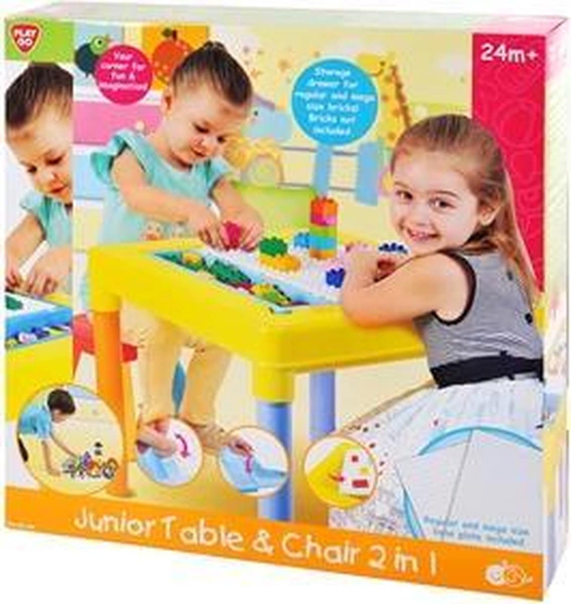 Tavolo da gioco Playgo con sedia e vassoio portaoggetti
