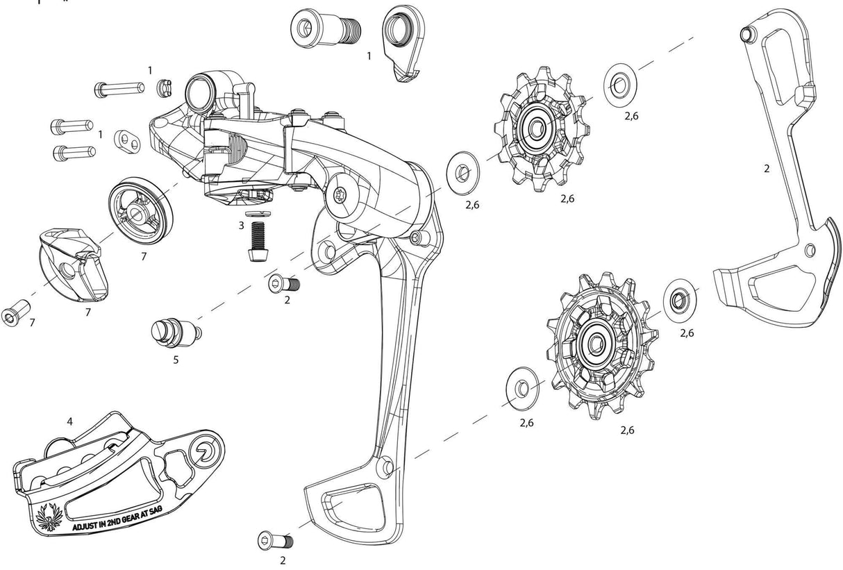 Sram rear derailleur xx1 eagle rear derail. xx1 eagle 52t lunar gray