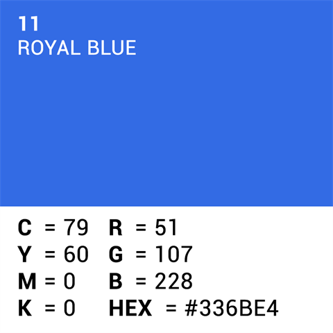 Vorgesetzter Hintergrundpapier 11 Royal Blue Chroma Key 1,35 x 11m