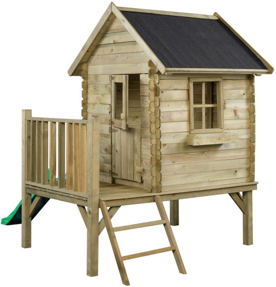 Playhouse en bois camilla swing avec une diapositive verte naturelle
