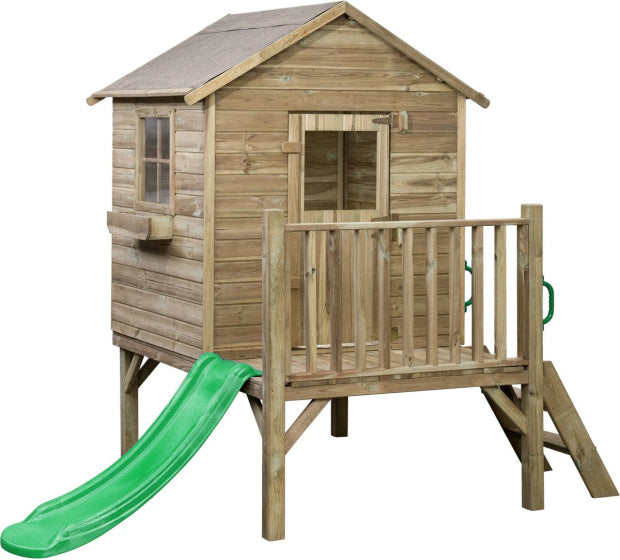 Playhouse en bois camilla swing avec une diapositive verte naturelle