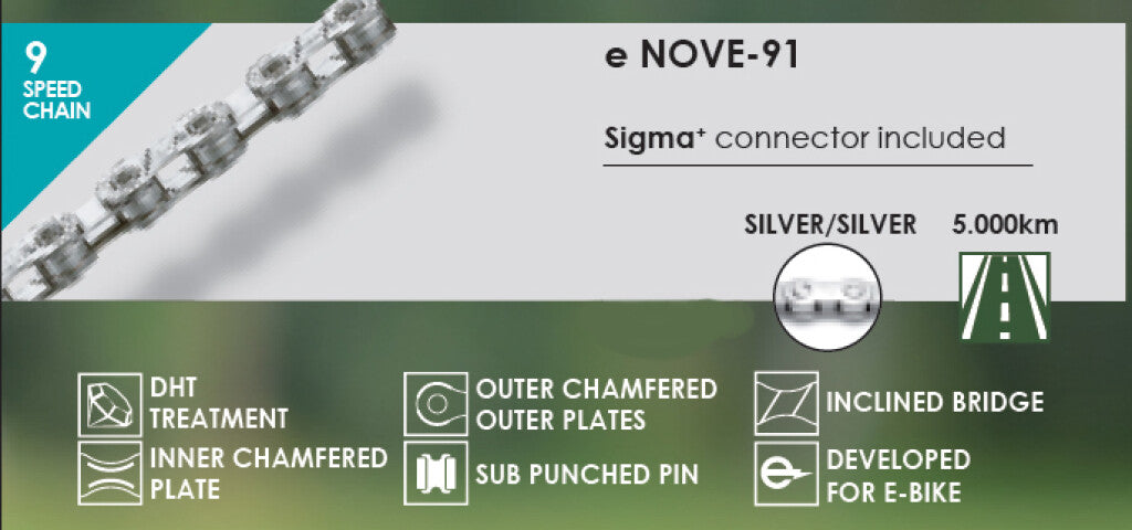 Taya chain nove-91 1/2x5/64x136 e-bike, 9 speed, silver