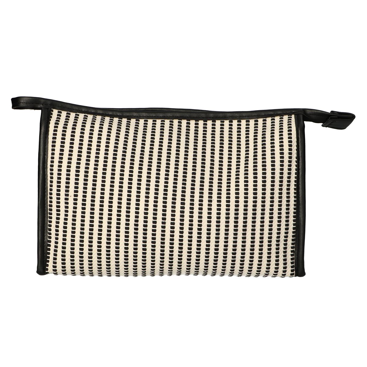 Reisende toalettmappe stripe black cream 30x20cm
