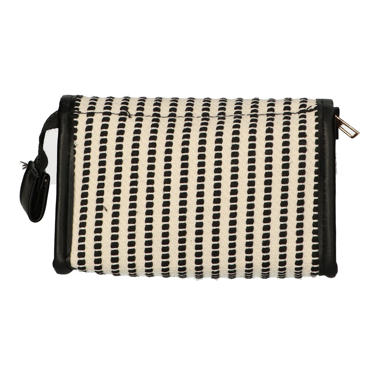 Torba podróżna z lustrem w paski czarno-kremowa 16,5x11cm