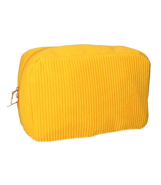 Rejsetoilettaske ribstof gul 28x17cm