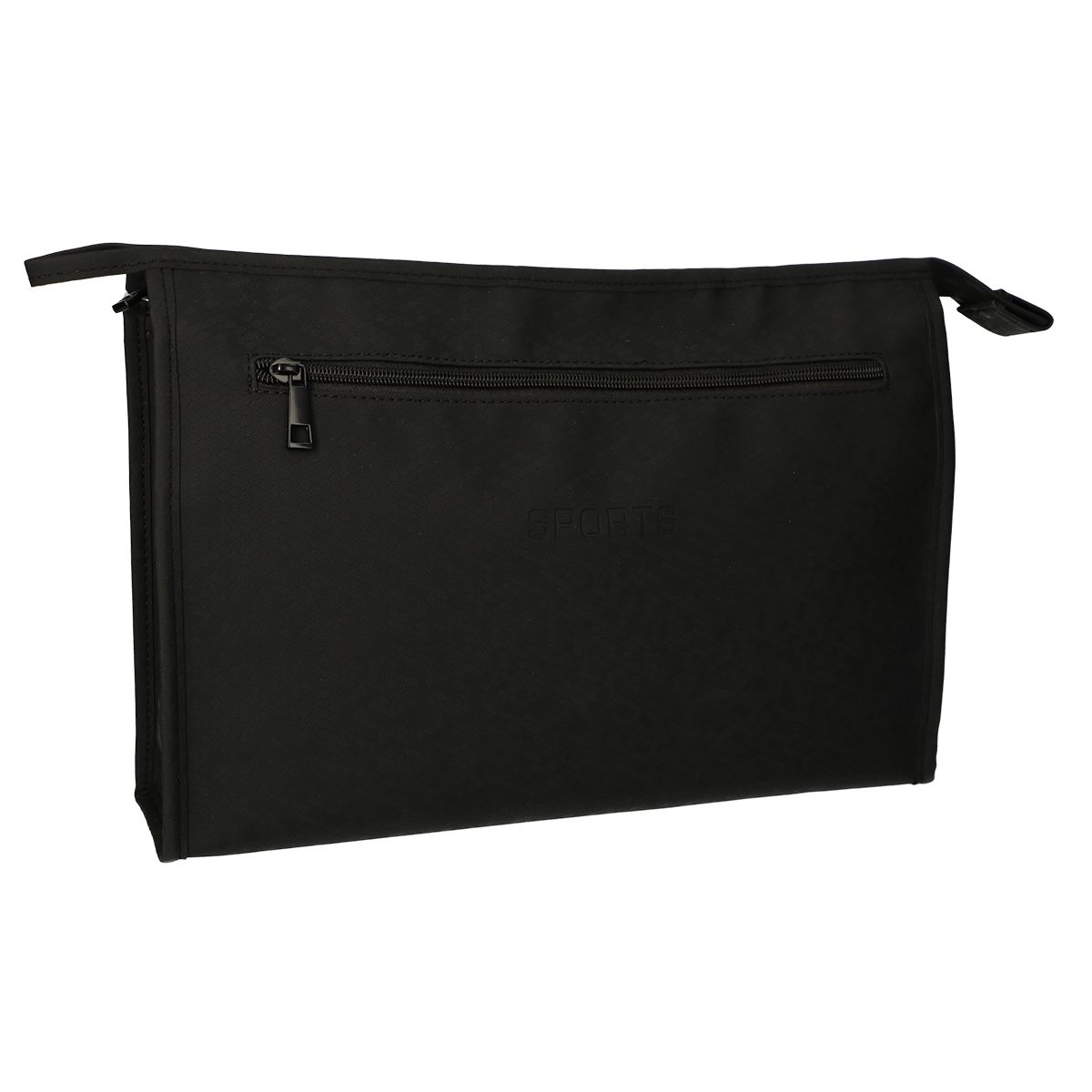 Rejsetoilettaske lynlås vandret sort 35x24 cm