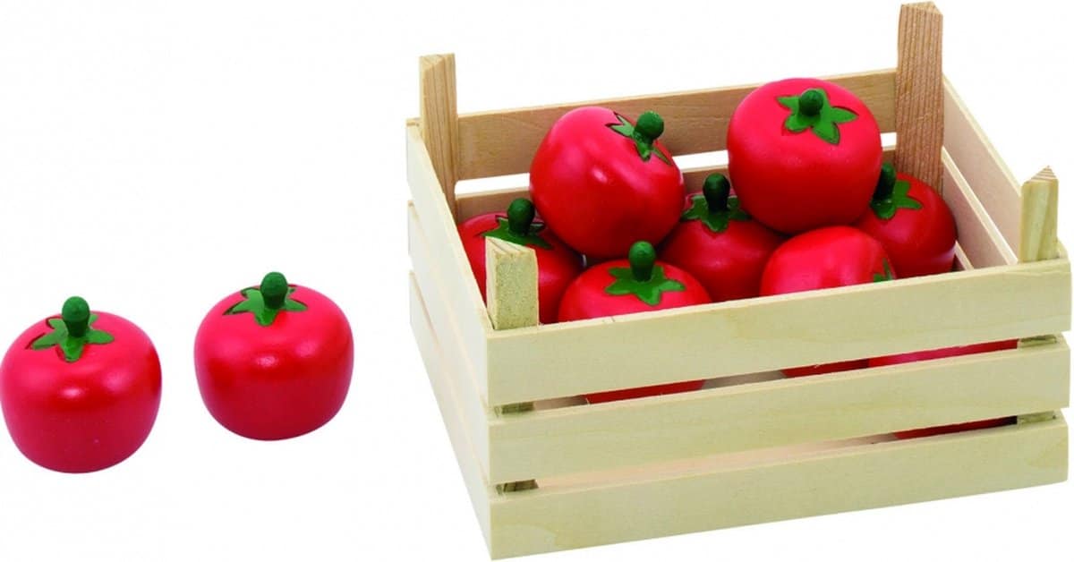 Tomates de madera Goki en caja, 10dlg.